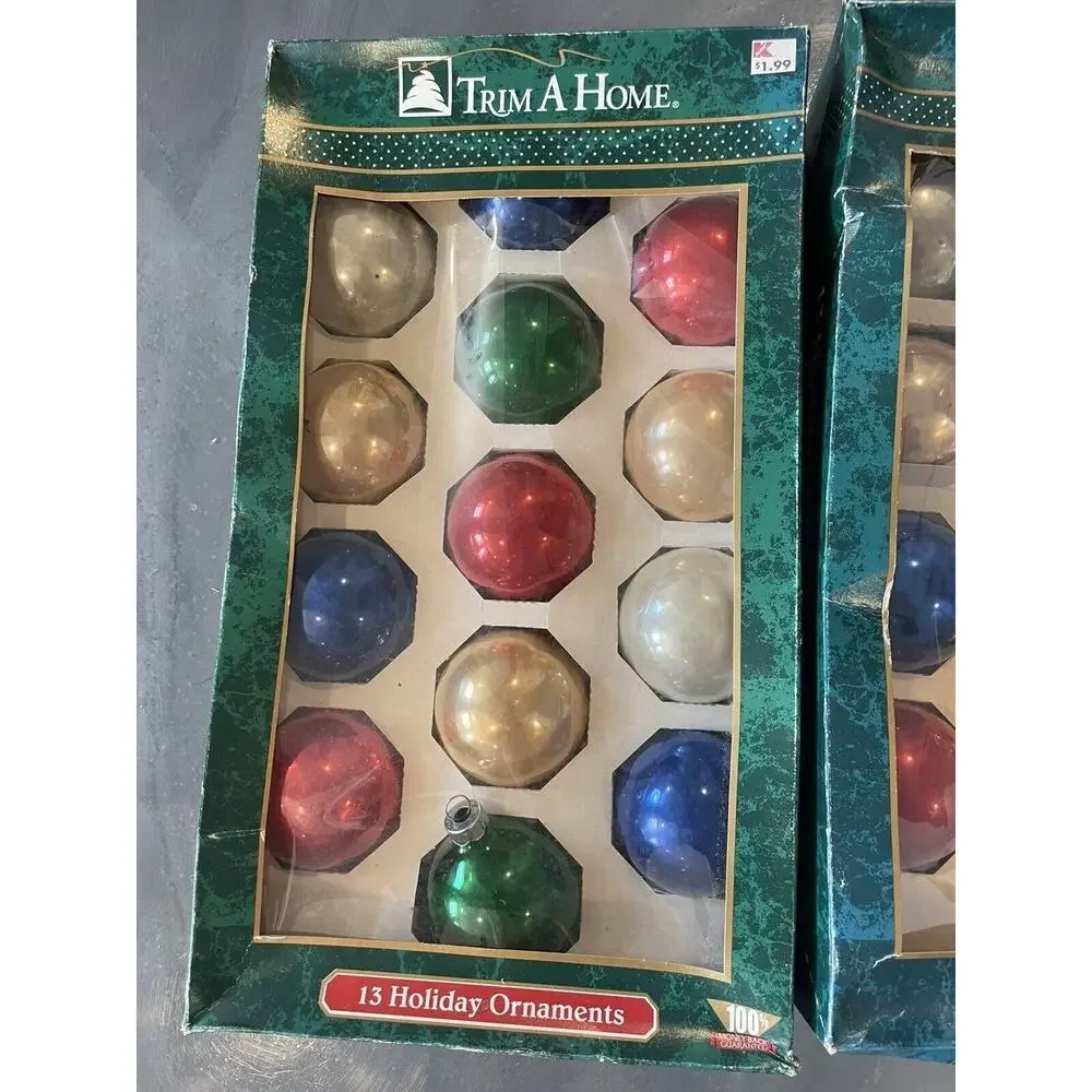 Set of 3 VINTAGE Kmart Trim A Home Christmas Ball Ornaments‎ 13 Piece Sets